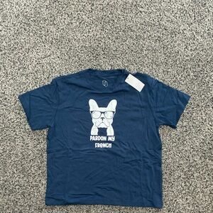 Custom Designed Original Use Navy T-Shirt with Dog Graphic New With Tags